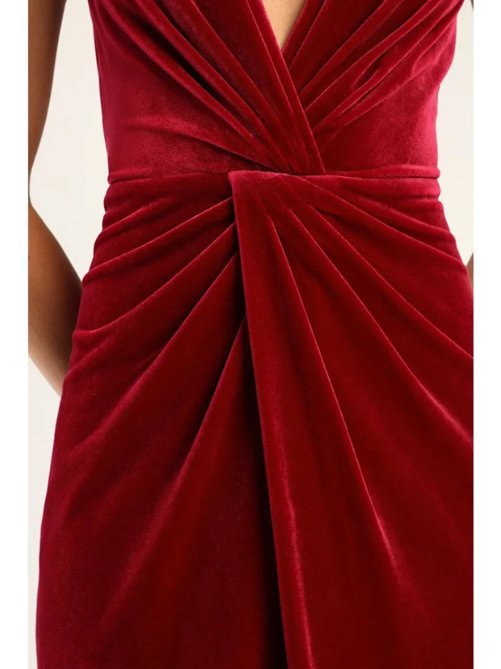Lulus Evenings Wine Red Velvet Twist-Front Maxi Dress Long Gown M Velour Wedding